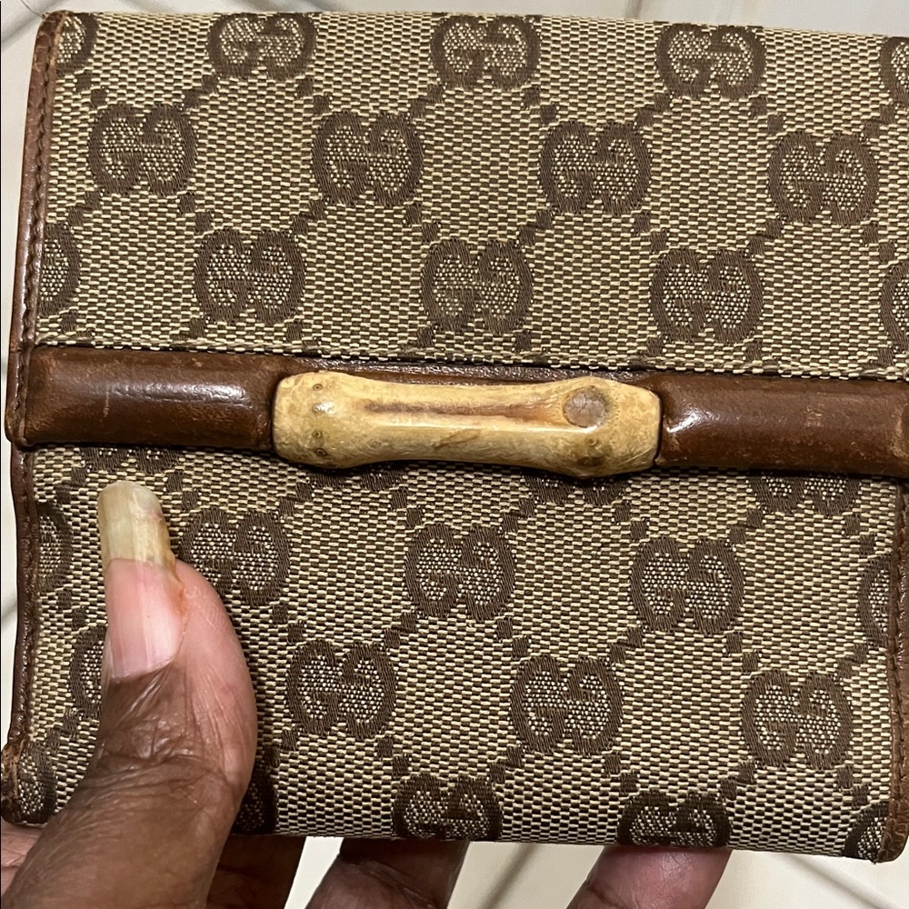 Vintage Gucci Tan and Brown Monogram Wallet